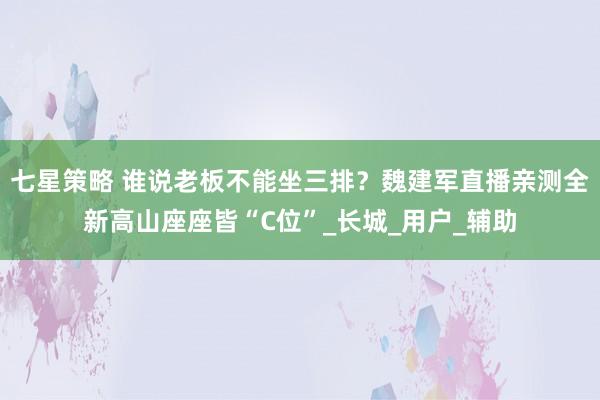 七星策略 谁说老板不能坐三排？魏建军直播亲测全新高山座座皆“C位”_长城_用户_辅助