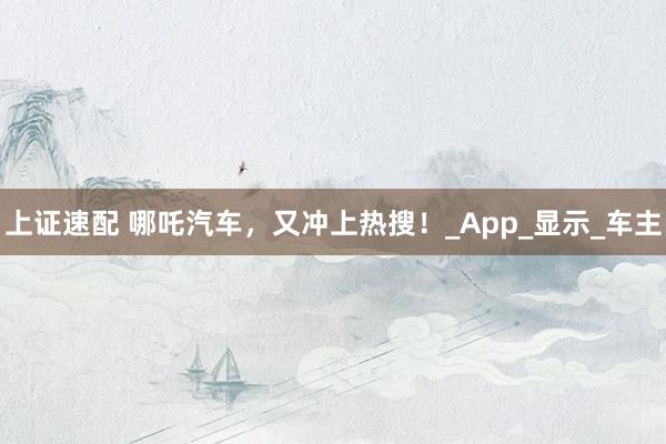 上证速配 哪吒汽车，又冲上热搜！_App_显示_车主